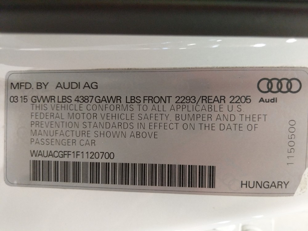2015 Audi A3 - VIN Plate