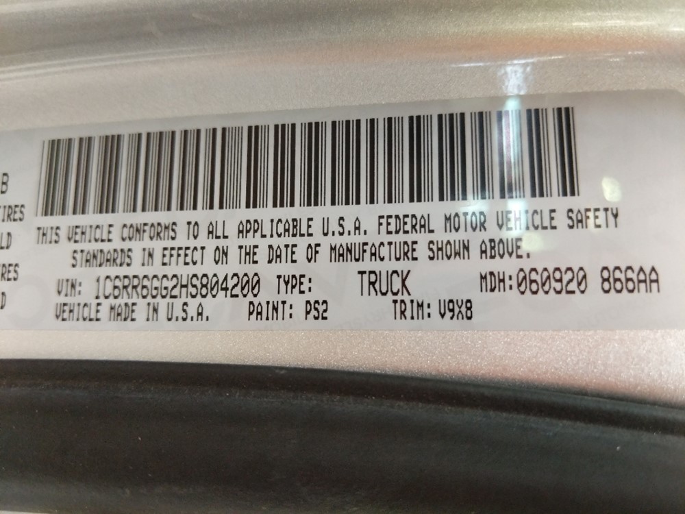 2017 Dodge Ram 1500 - VIN Plate