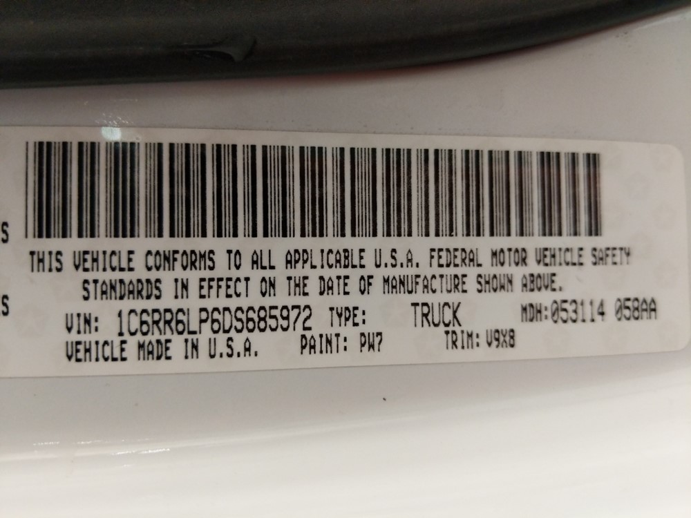 2013 Dodge Ram 1500 - VIN Plate