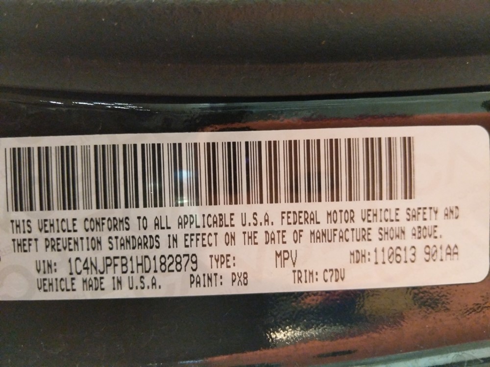 2017 Jeep Patriot - VIN Plate