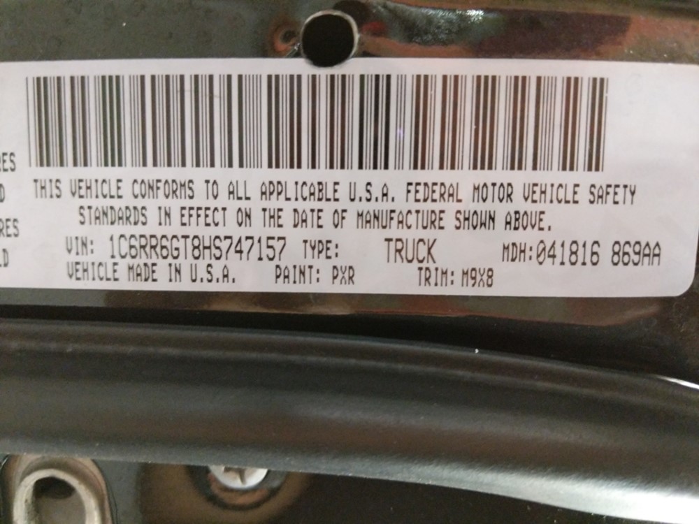 2017 Dodge Ram 1500 - VIN Plate
