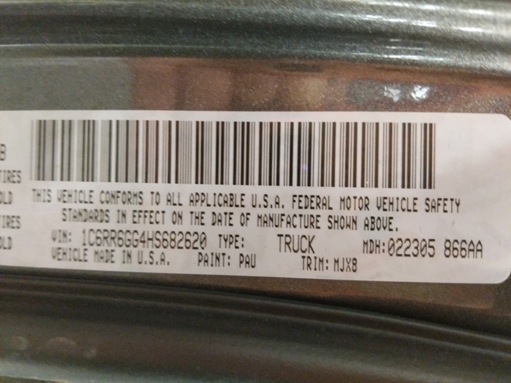 2017 Dodge Ram 1500 - VIN Plate