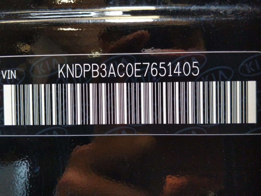 2014 Kia Sportage - VIN Plate