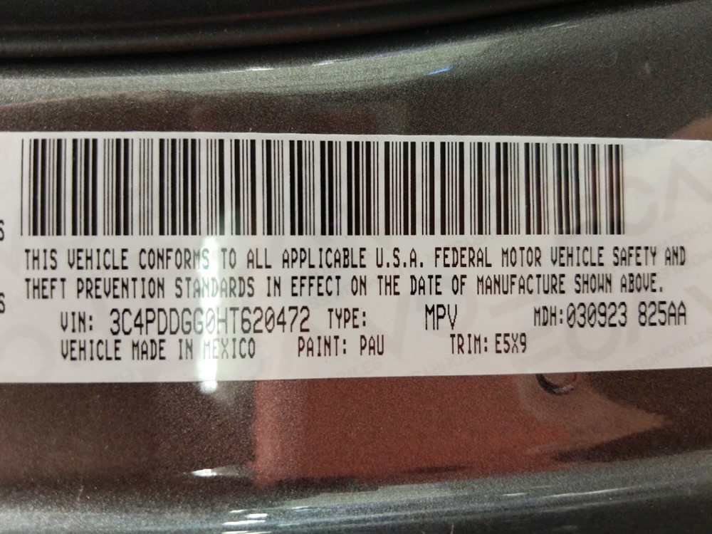 2017 Dodge Journey - VIN Plate