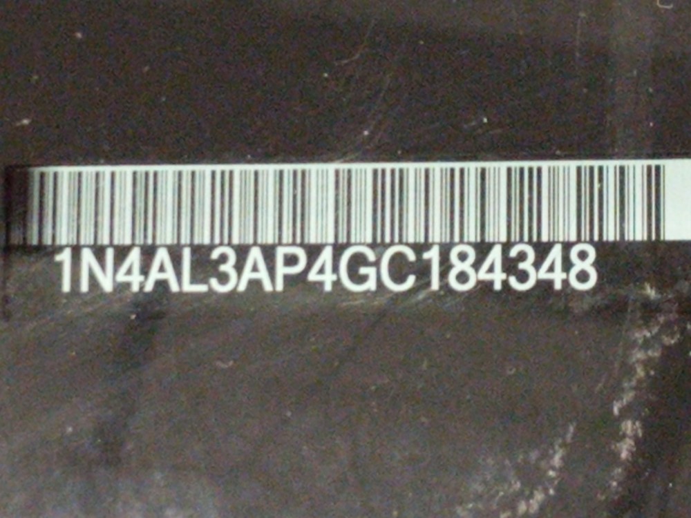 2016 Nissan Altima - VIN Plate