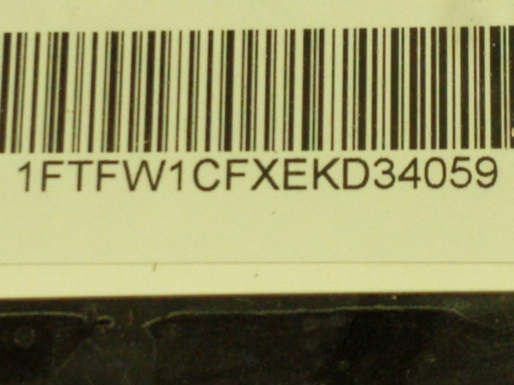 2014 Ford F-150 - VIN Plate