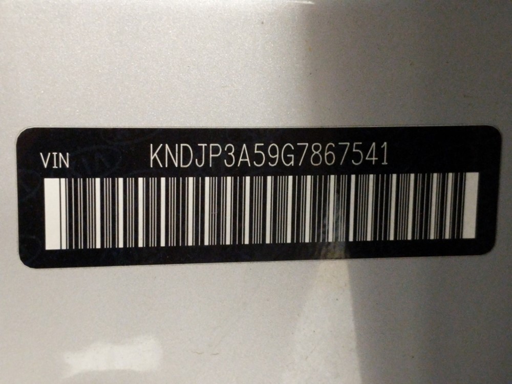2016 Kia Soul - VIN Plate