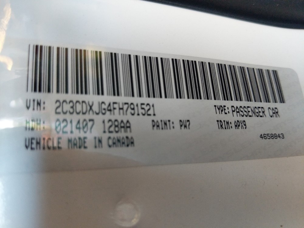 2015 Dodge Charger - VIN Plate