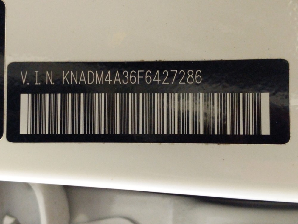 2015 Kia Rio - VIN Plate