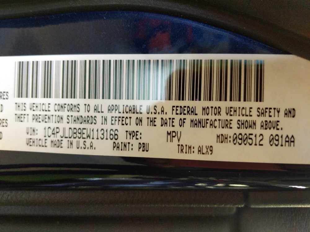 2014 Jeep Cherokee - VIN Plate