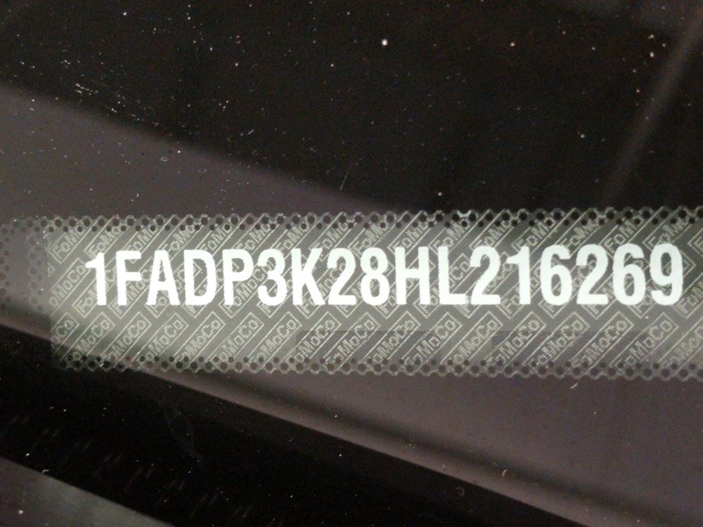 2017 Ford Focus - VIN Plate