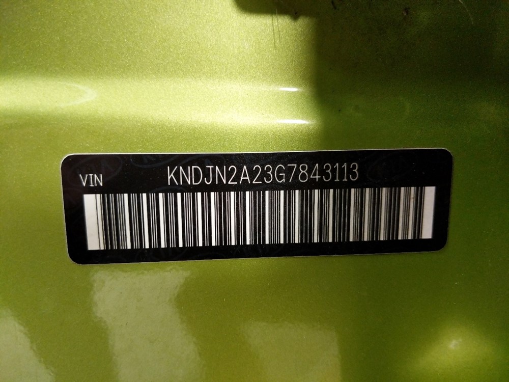 2016 Kia Soul - VIN Plate