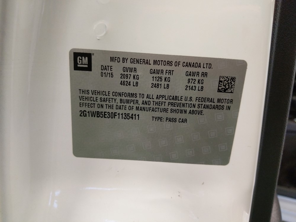 2015 Chevrolet Impala - VIN Plate