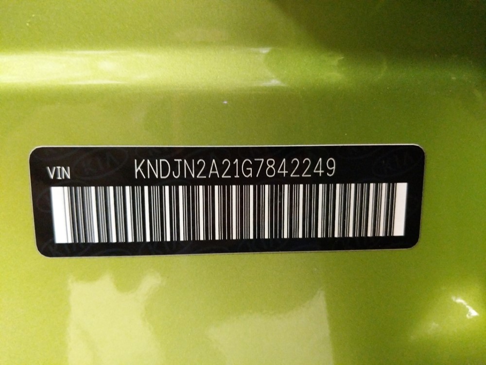 2016 Kia Soul - VIN Plate