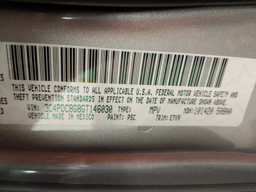 2016 Dodge Journey - VIN Plate