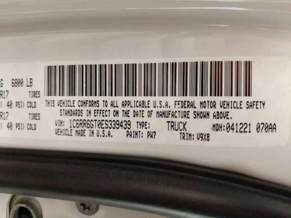2014 Dodge Ram 1500 - VIN Plate