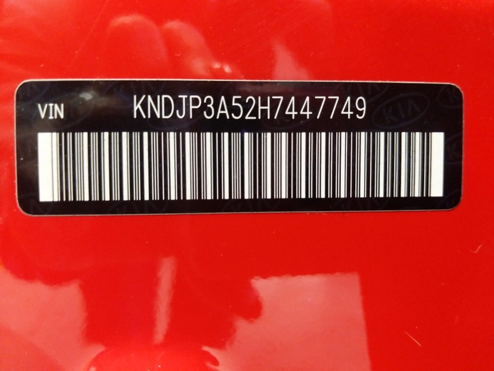 2017 Kia Soul - VIN Plate