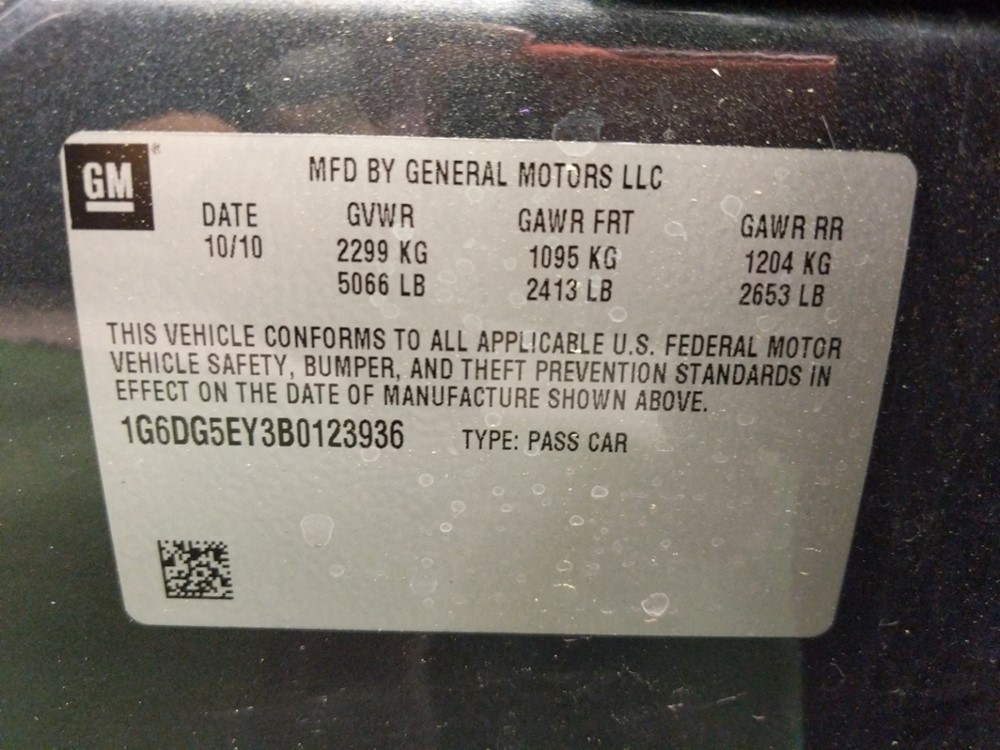 2011 Cadillac CTS - VIN Plate