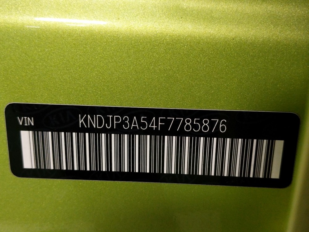 2015 Kia Soul - VIN Plate