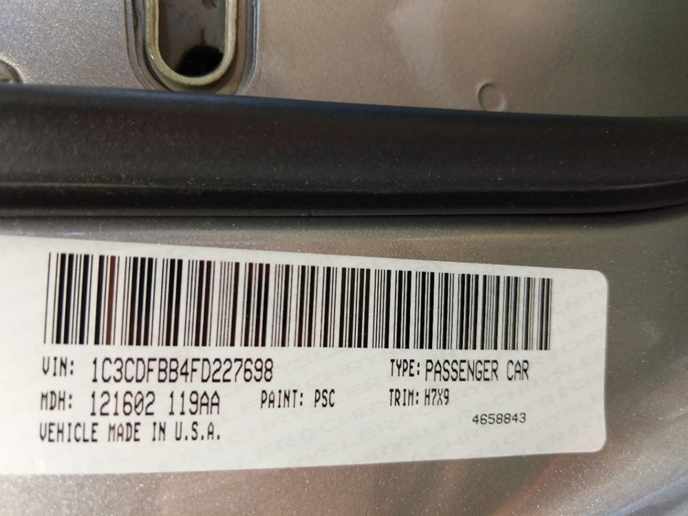 2015 Dodge Dart - VIN Plate