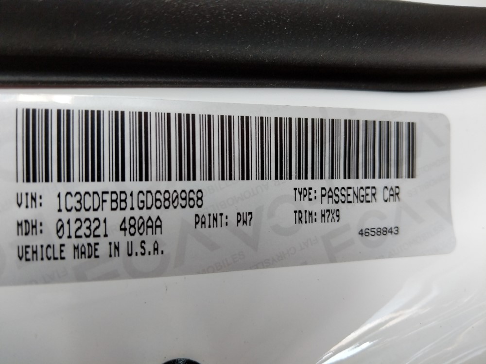 2016 Dodge Dart - VIN Plate