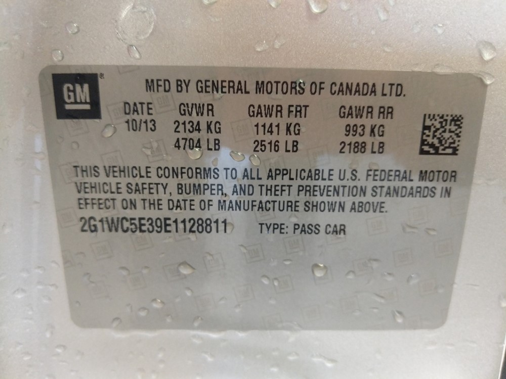 2014 Chevrolet Impala - VIN Plate