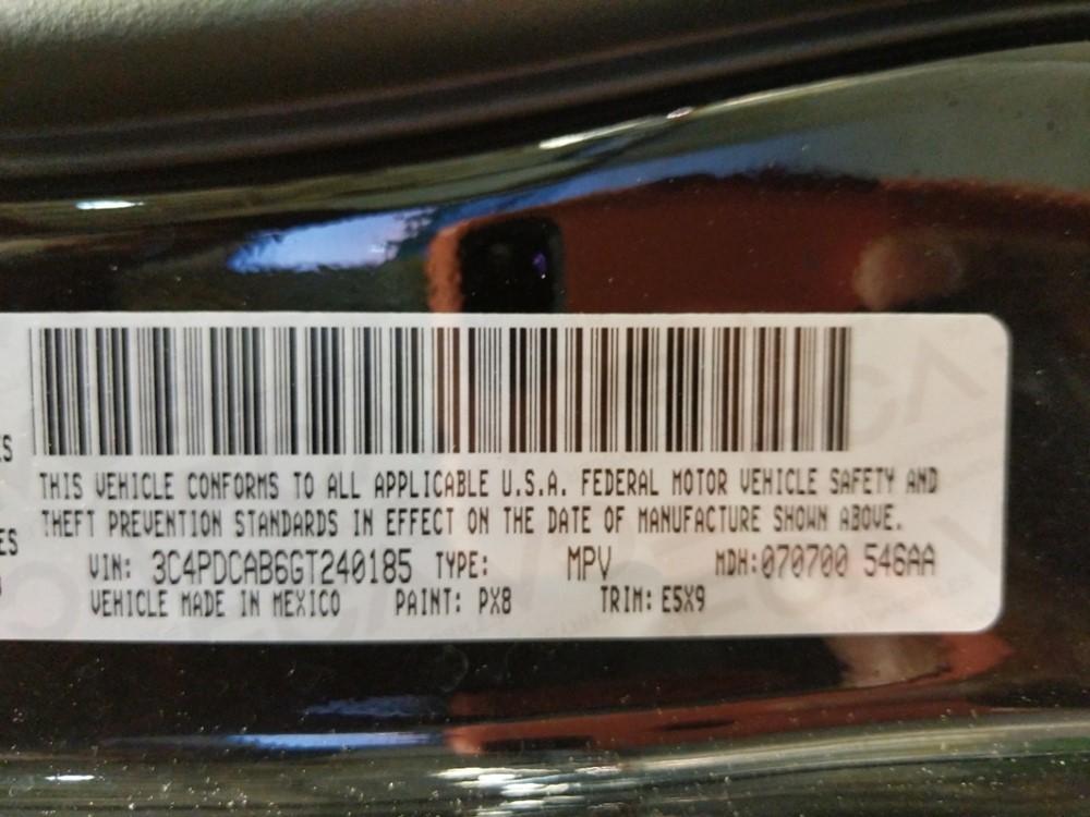 2016 Dodge Journey - VIN Plate