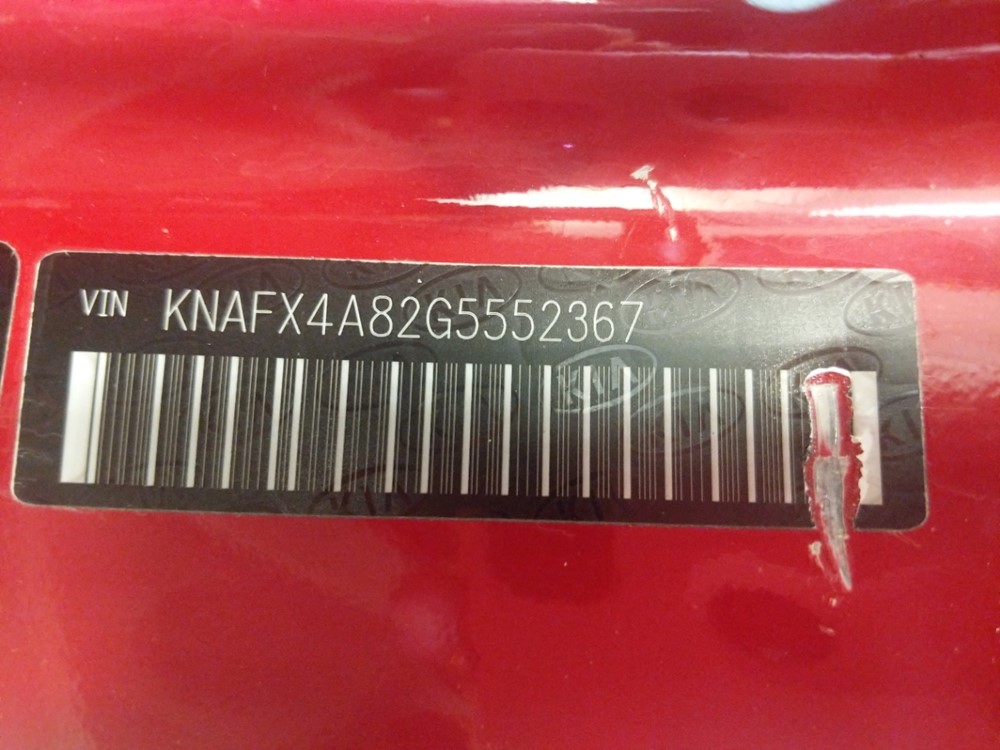 2016 Kia Forte - VIN Plate