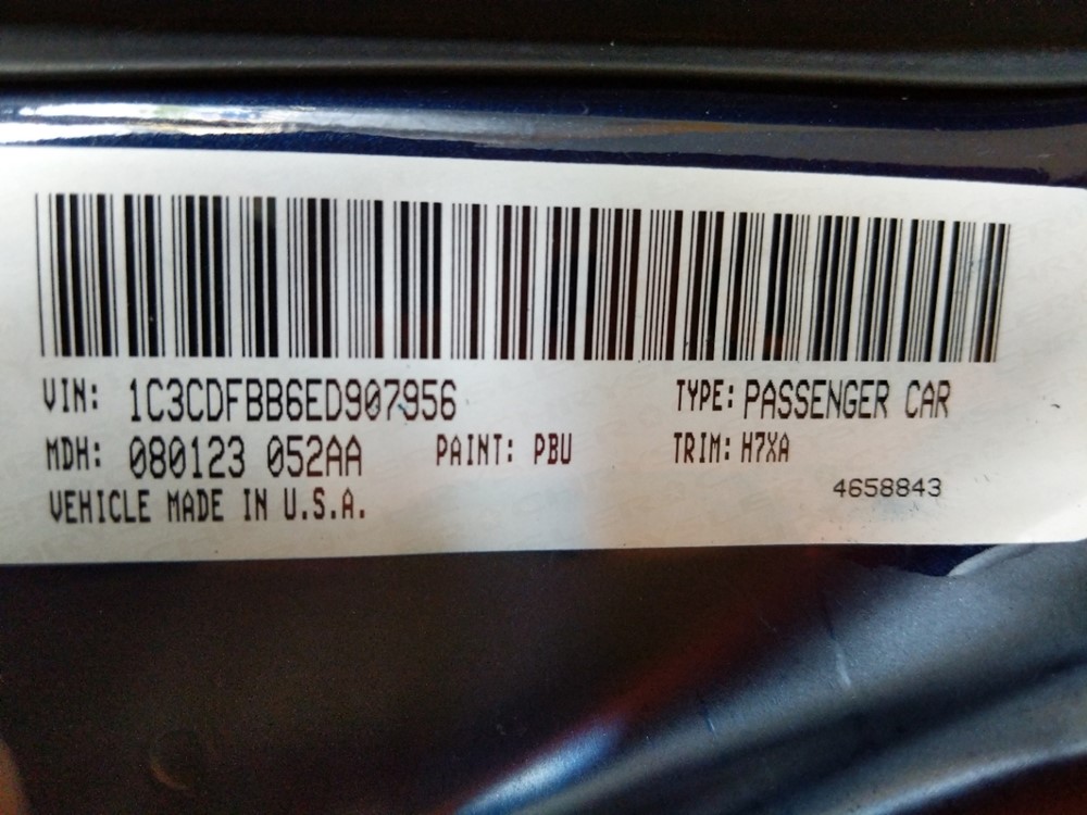 2014 Dodge Dart - VIN Plate