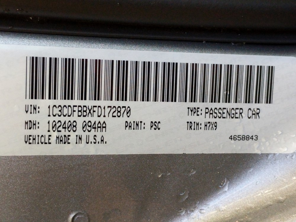 2015 Dodge Dart - VIN Plate