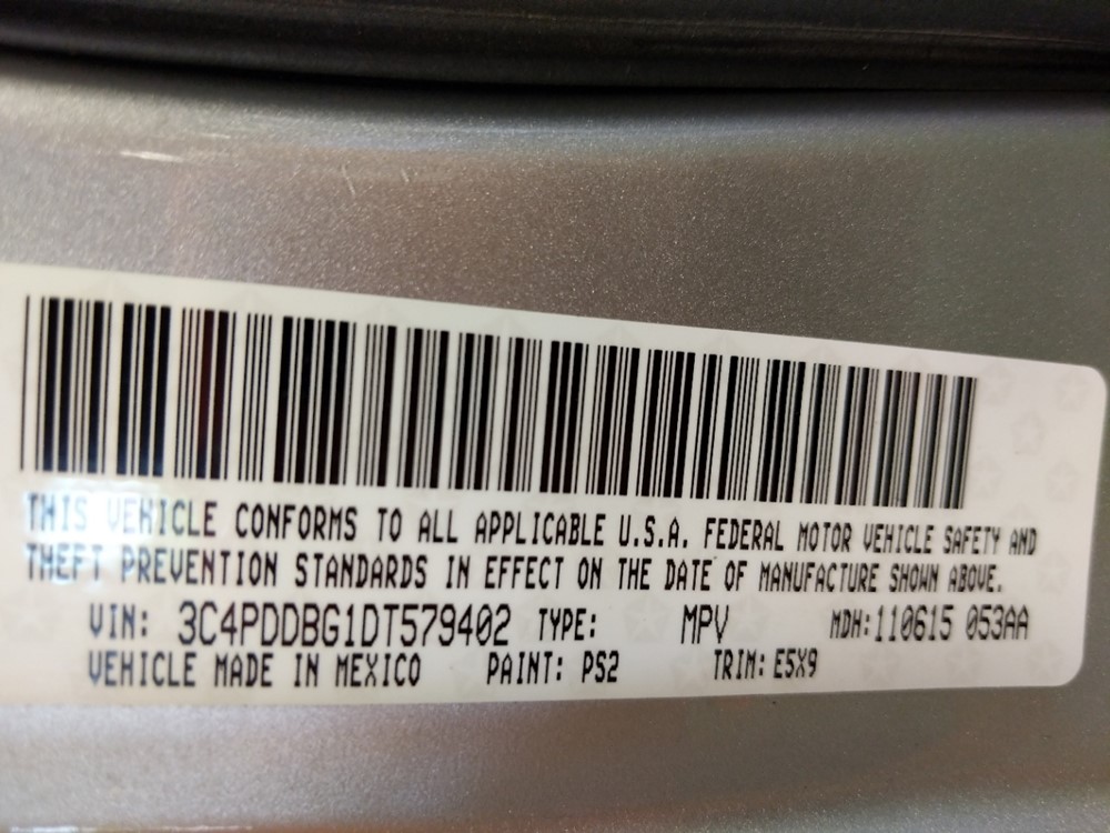 2013 Dodge Journey - VIN Plate