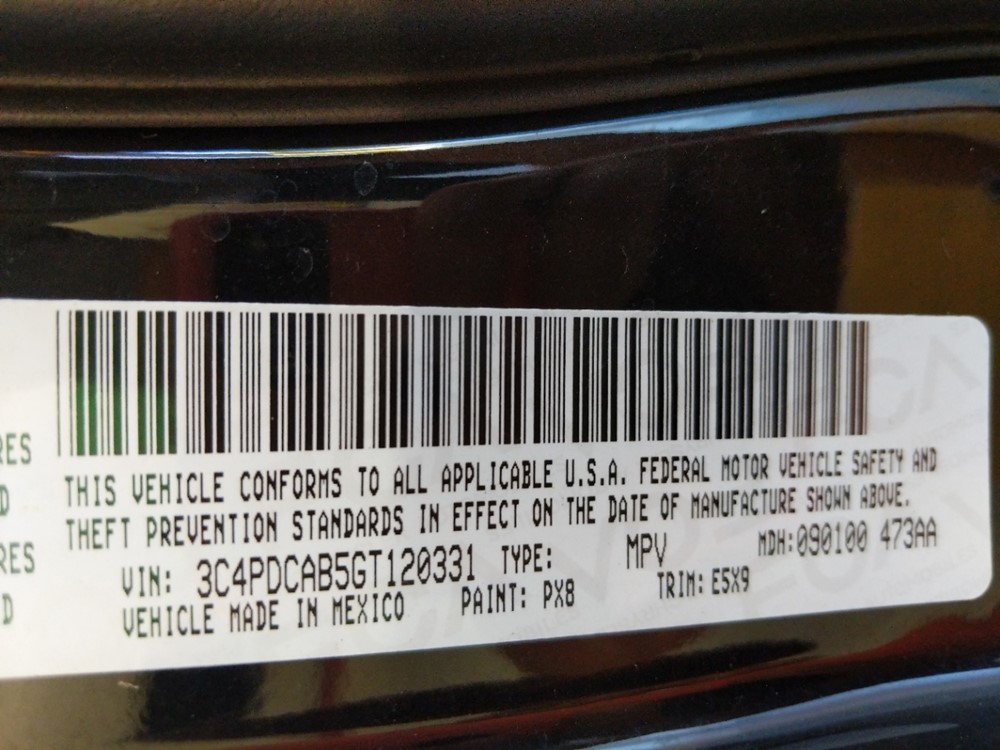 2016 Dodge Journey - VIN Plate