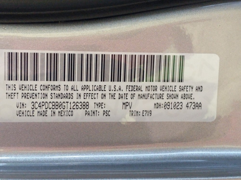 2016 Dodge Journey - VIN Plate