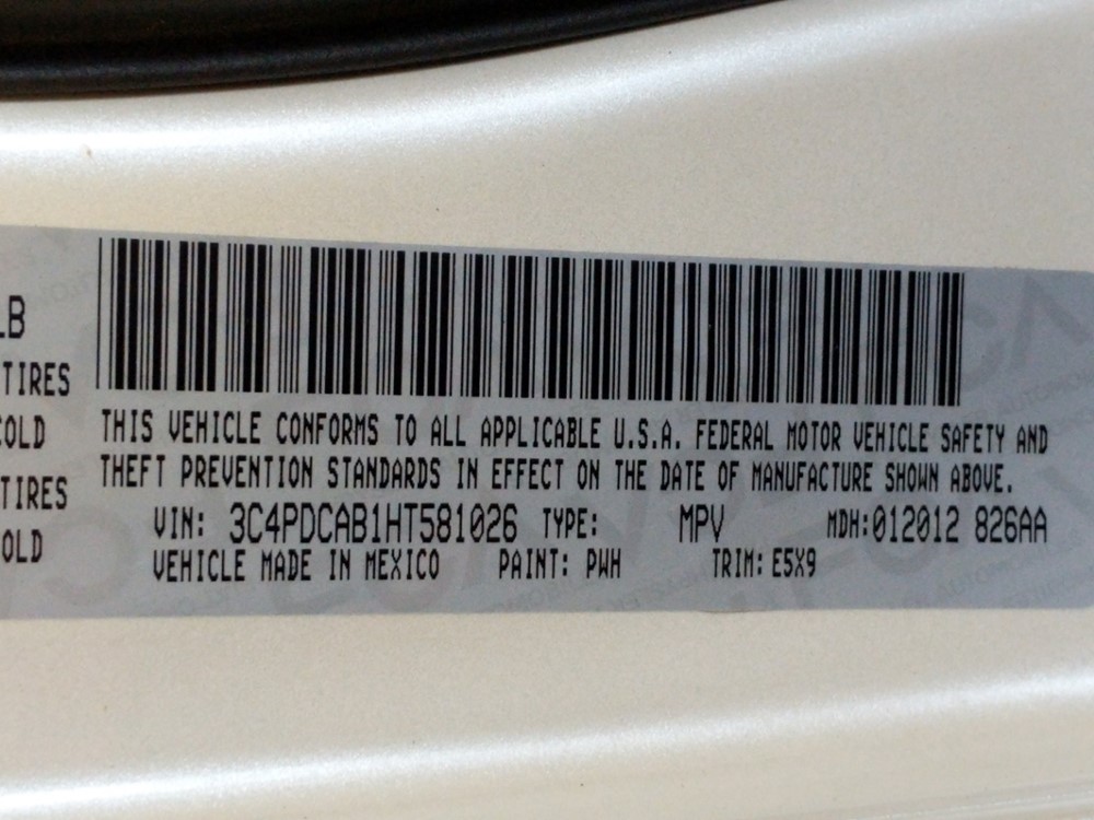 2017 Dodge Journey - VIN Plate