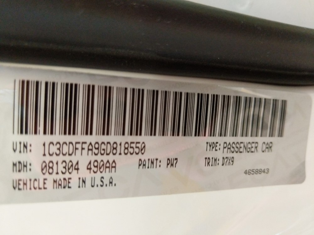 2016 Dodge Dart - VIN Plate