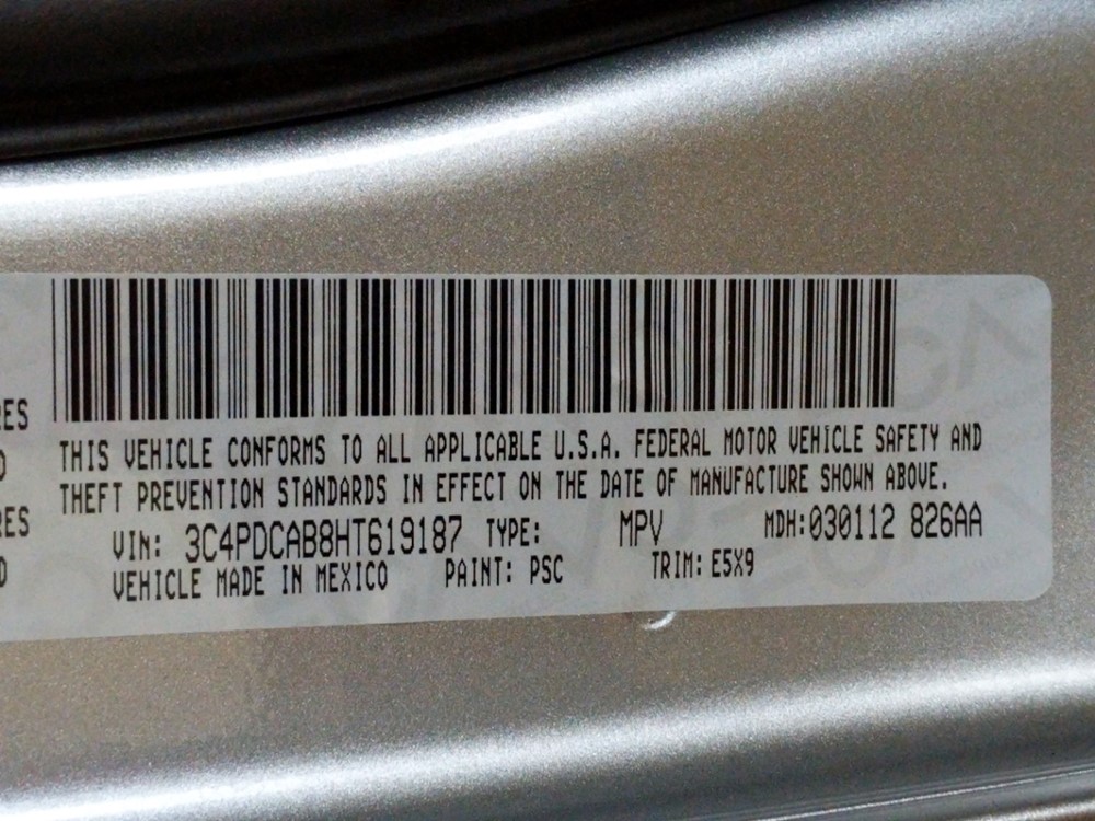 2017 Dodge Journey - VIN Plate