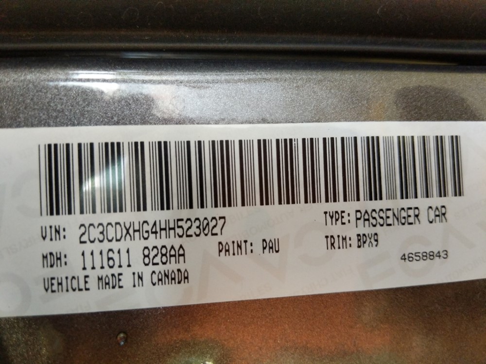 2017 Dodge Charger - VIN Plate