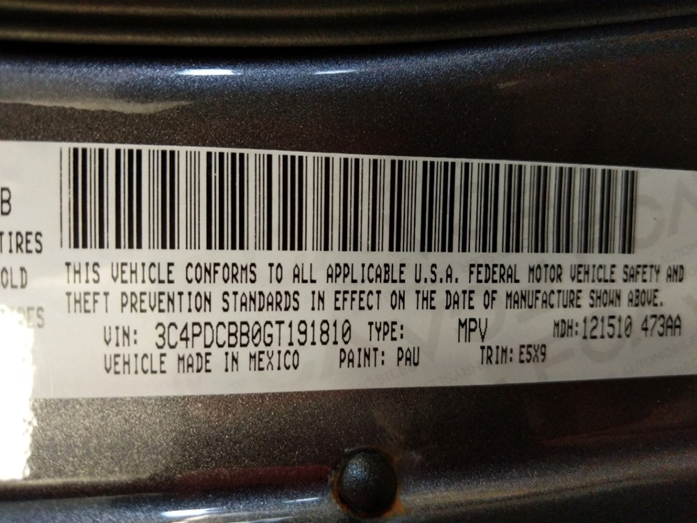 2016 Dodge Journey - VIN Plate