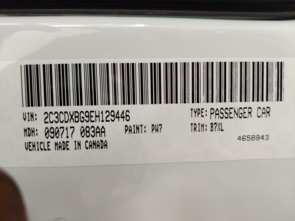 2014 Dodge Charger - VIN Plate