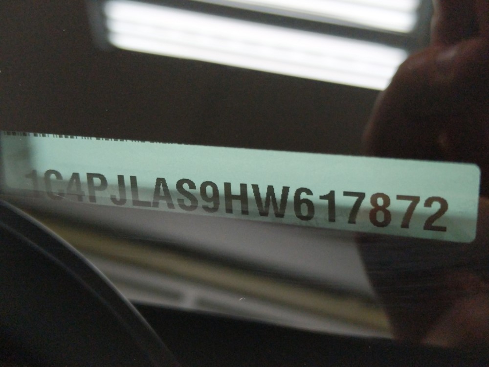 2017 Jeep Cherokee - VIN Plate