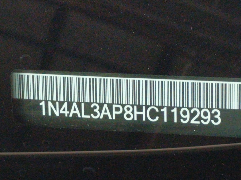 2017 Nissan Altima - VIN Plate