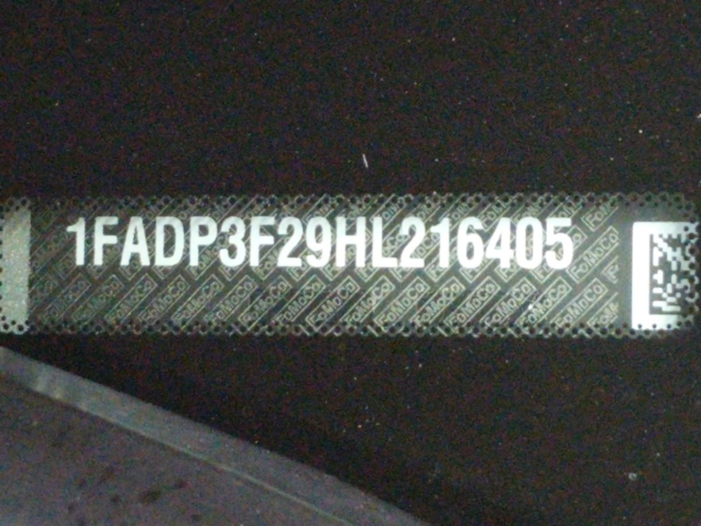 2017 Ford Focus - VIN Plate