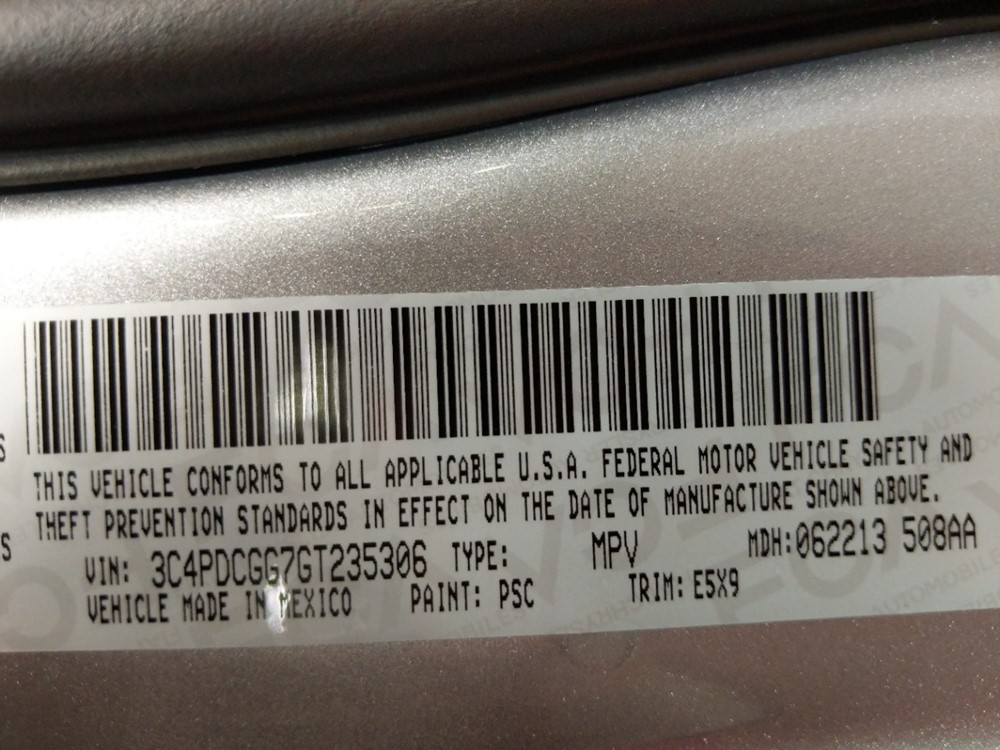 2016 Dodge Journey - VIN Plate