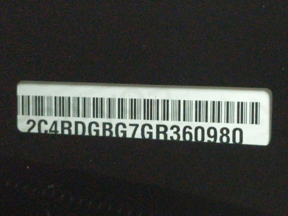2016 Dodge Grand Caravan - VIN Plate