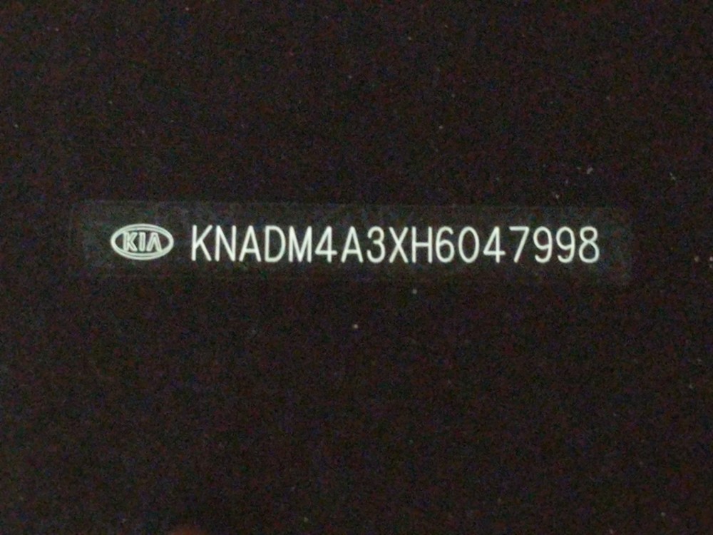 2017 Kia Rio - VIN Plate