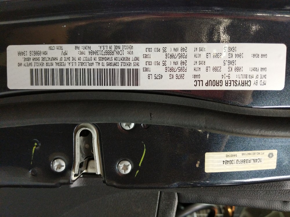 2015 Jeep Patriot - VIN Plate