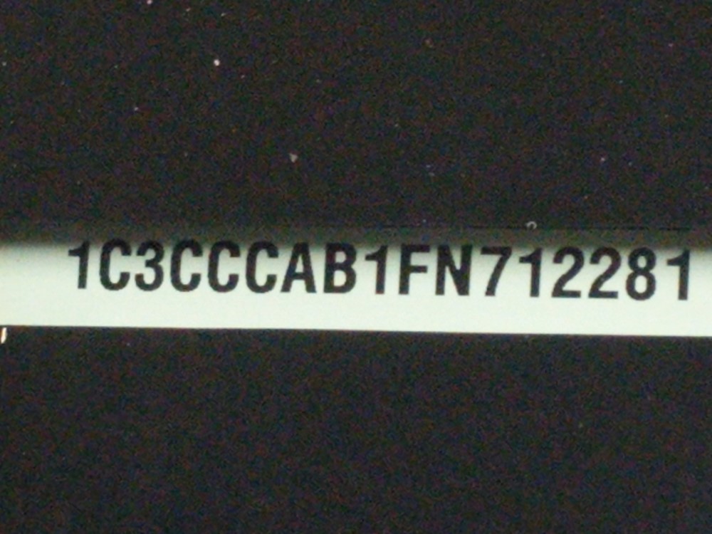 2015 Chrysler 200 - VIN Plate