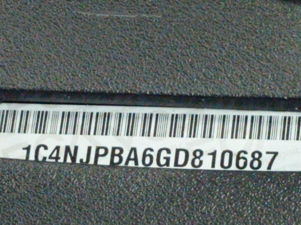 2016 Jeep Patriot - VIN Plate
