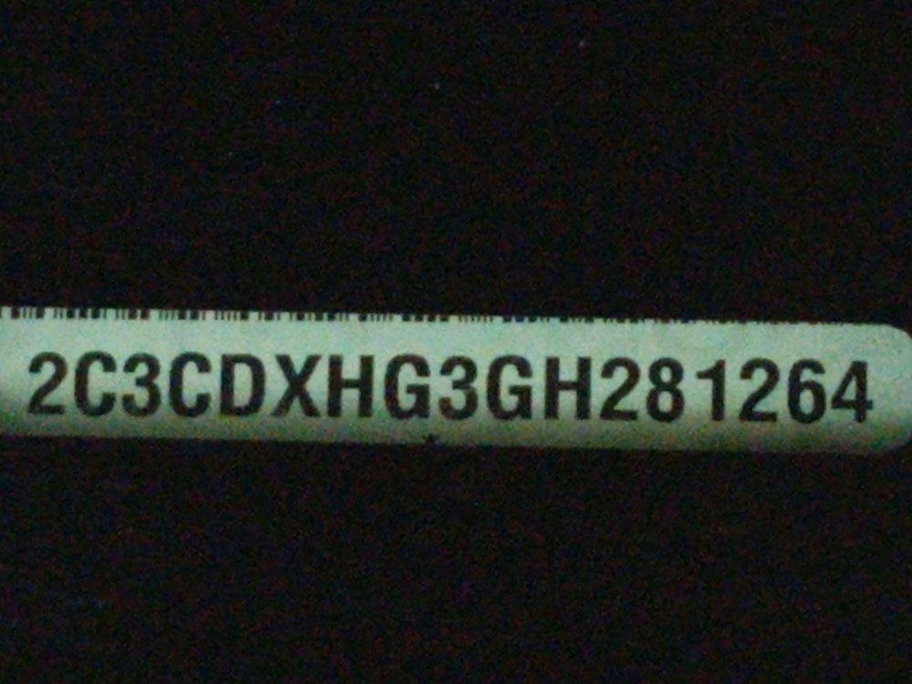 2016 Dodge Charger - VIN Plate