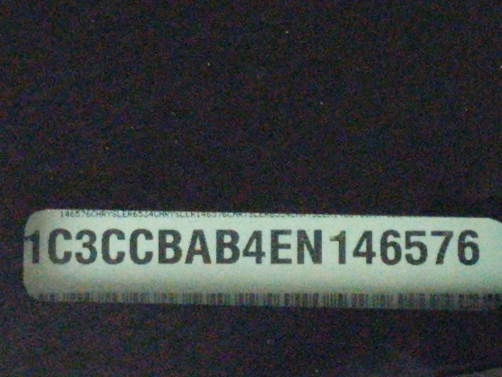 2014 Chrysler 200 - VIN Plate
